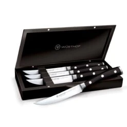 Wusthof Classic Ikon 4-Piece Steak Knife Set With Wood Box