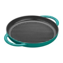 Staub 10" Cast Iron Pure Grill Pan | Turquoise