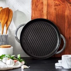 Staub 10" Cast Iron Pure Grill Pan | Graphite Grey -Kitchen Supplies 1203018 ls 01