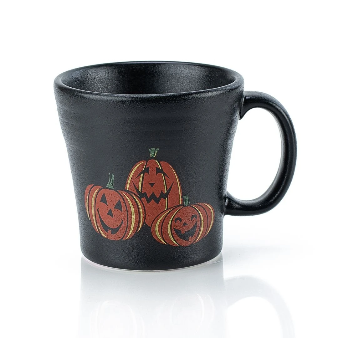 Fiesta® 15oz Tapered Mug | Trio Of Happy Pumpkins 1 Fiesta® 15oz Tapered Mug | Trio Of Happy Pumpkins