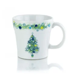 Fiesta® 15oz Tapered Mug | Blue Christmas Tree (White)