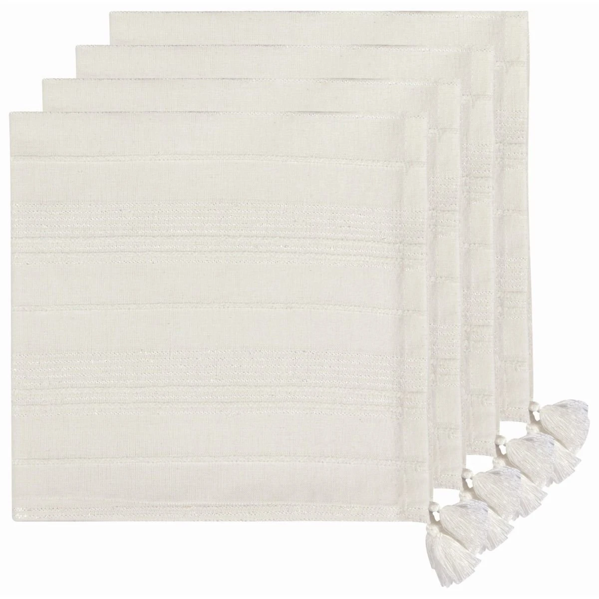 Danica Heirloom 19" X 19" Woven Napkins With Tassels (Set Of 4) | Blanca 1 Danica Heirloom 19" X 19" Woven Napkins With Tassels (Set Of 4) | Blanca