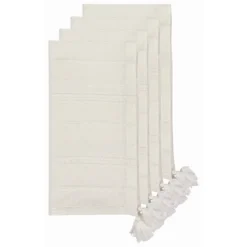 Danica Heirloom 19" X 19" Woven Napkins With Tassels (Set Of 4) | Blanca 7 Danica Heirloom 19" X 19" Woven Napkins With Tassels (Set Of 4) | Blanca -Kitchen Supplies 1747046 herlm woven napkin set4 blanca white sup3
