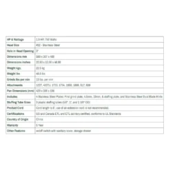 LEM Dual Grind #22 Big Bite Meat Grinder | 1HP 13 LEM Dual Grind #22 Big Bite Meat Grinder | 1HP -Kitchen Supplies 1786specs