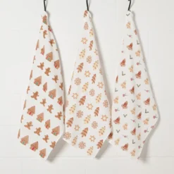 Now Designs By Danica Floursack Dishtowels (Set Of 3) | Christmas Cookies -Kitchen Supplies 2221020 tt3 bakers flour xmas cookies am1