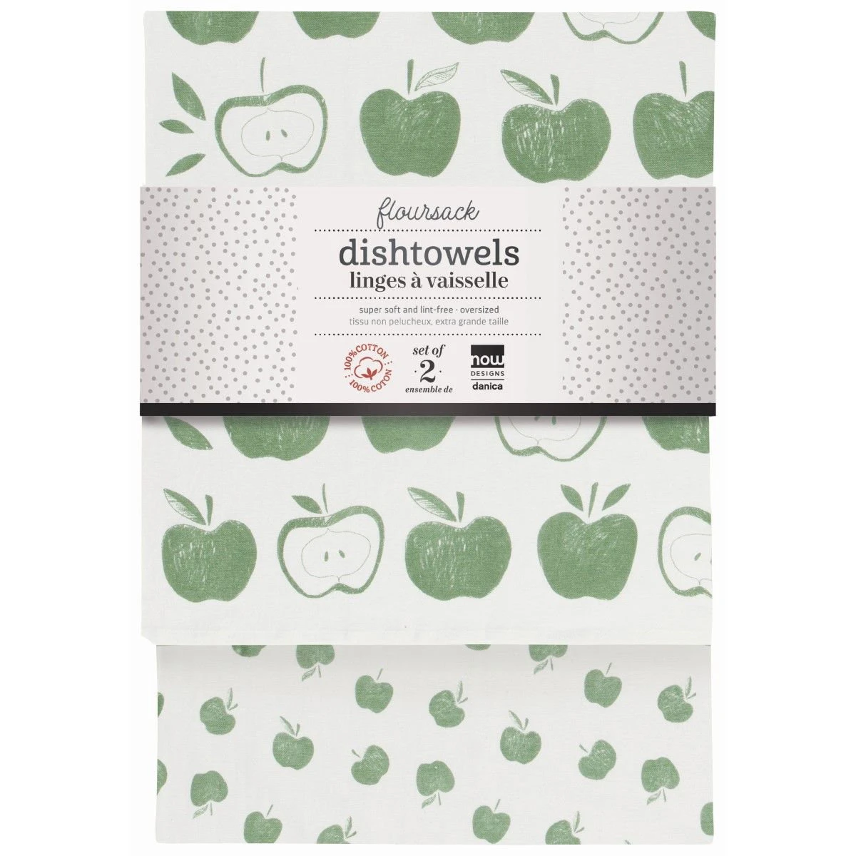 Now Designs By Danica Floursack Dishtowels (Set Of 2) | Elm Green Apples 6 Now Designs By Danica Floursack Dishtowels (Set Of 2) | Elm Green Apples - Image 6