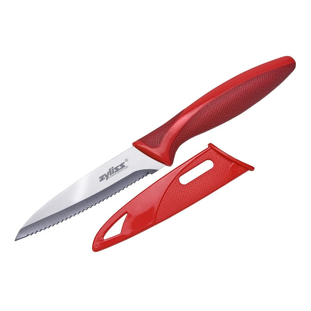 Zyliss 4" Serrated Paring Knife | Red 1 Zyliss 4" Serrated Paring Knife | Red
