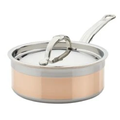 Hestan CopperBond Induction Cookware 2 Qt Covered Saucepan -Kitchen Supplies 31594 hcb 2qt copperbond saucepan with lid