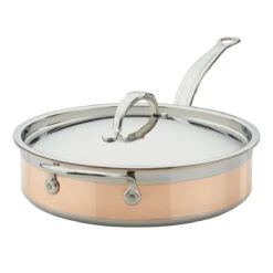 Hestan CopperBond Induction Cookware 3.5 Qt Covered Saute With Helper Handle -Kitchen Supplies 31598 hcb hestan copperbonde 3.5qt saute pan with helper handle