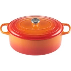 Le Creuset 9.5 Qt. Oval Signature Dutch Oven With Stainless Steel Knob | Flame Orange