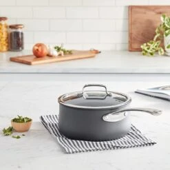 Cuisinart Contour Hard Anodized Saucepan With Cover | 3 Qt. -Kitchen Supplies 3qtlifestyle