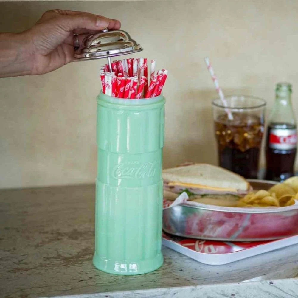 TableCraft Coca-Cola Jadeite Straw Jar 2 TableCraft Coca-Cola Jadeite Straw Jar - Image 2