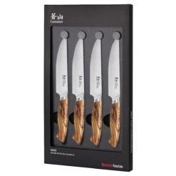 Cangshan Cutlery Oliv Series 4 Piece Steak Knife Set -Kitchen Supplies 4pc fine edge steak knife set oliv