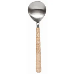 Danica Heirloom 2-Piece Salad Servers Set | Matte Steel & Rattan -Kitchen Supplies 5213001 heirloom steel servers set2 matte rattan sup2