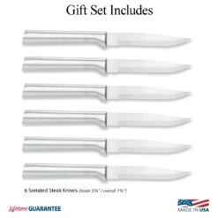 Rada Cutlery 6-Piece Serrated Steak Knife Set | Silver 6 Rada Cutlery 6-Piece Serrated Steak Knife Set | Silver -Kitchen Supplies 6 serrated steak knives features c 5000x