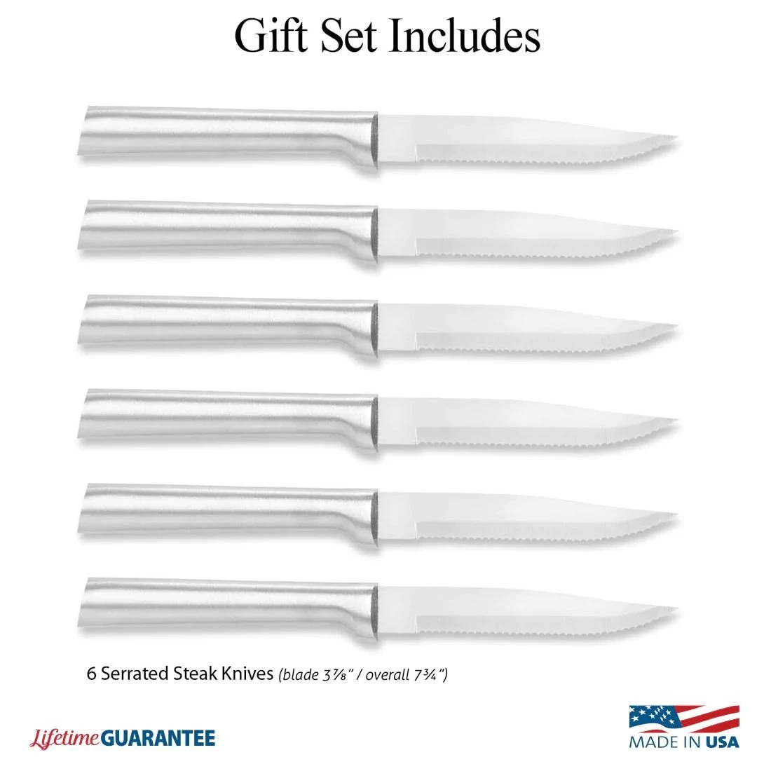 Rada Cutlery 6-Piece Serrated Steak Knife Set | Silver 3 Rada Cutlery 6-Piece Serrated Steak Knife Set | Silver - Image 3