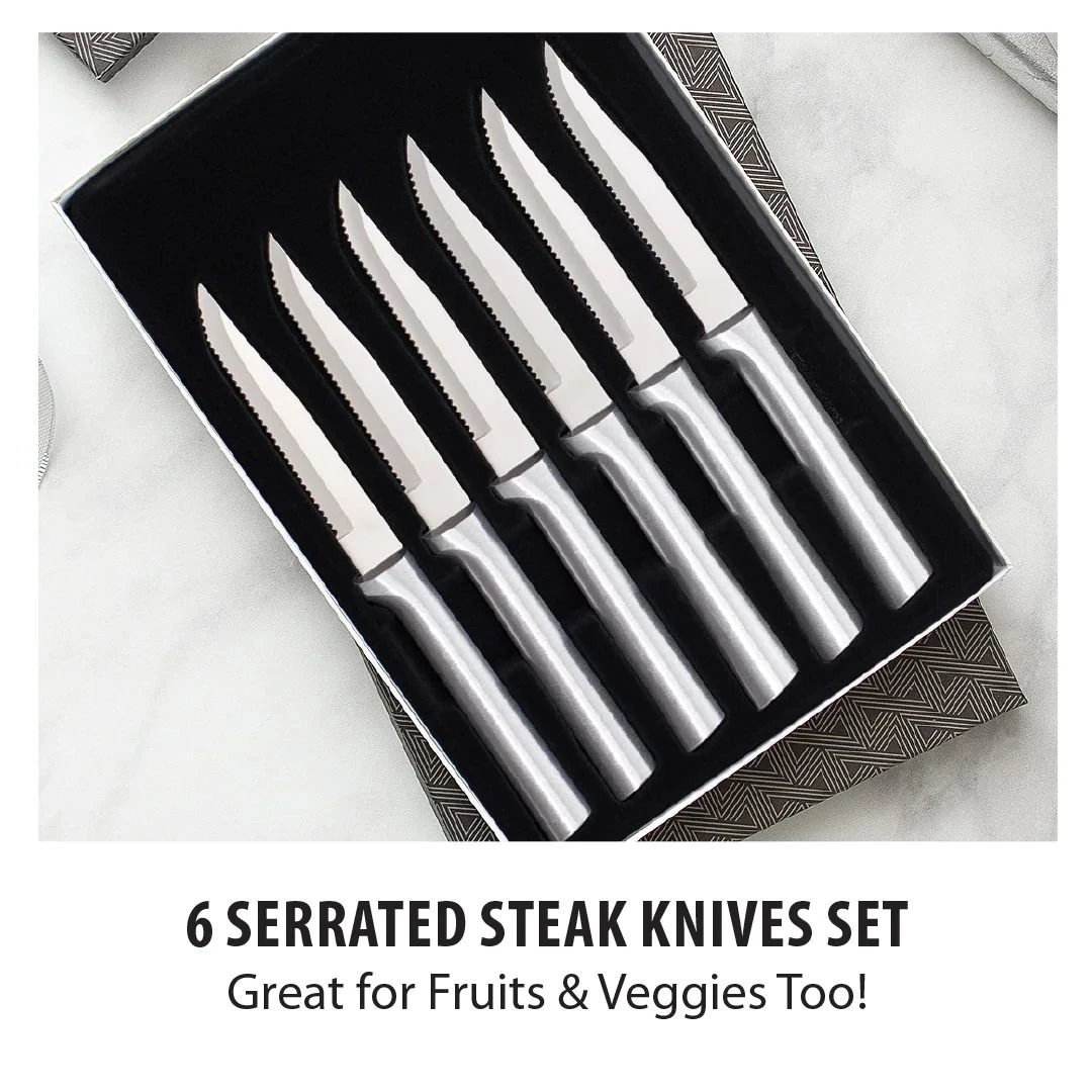 Rada Cutlery 6-Piece Serrated Steak Knife Set | Silver 2 Rada Cutlery 6-Piece Serrated Steak Knife Set | Silver - Image 2