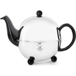 Bredemeijer 30oz Ceramic Teapot | Black & Stainless Steel