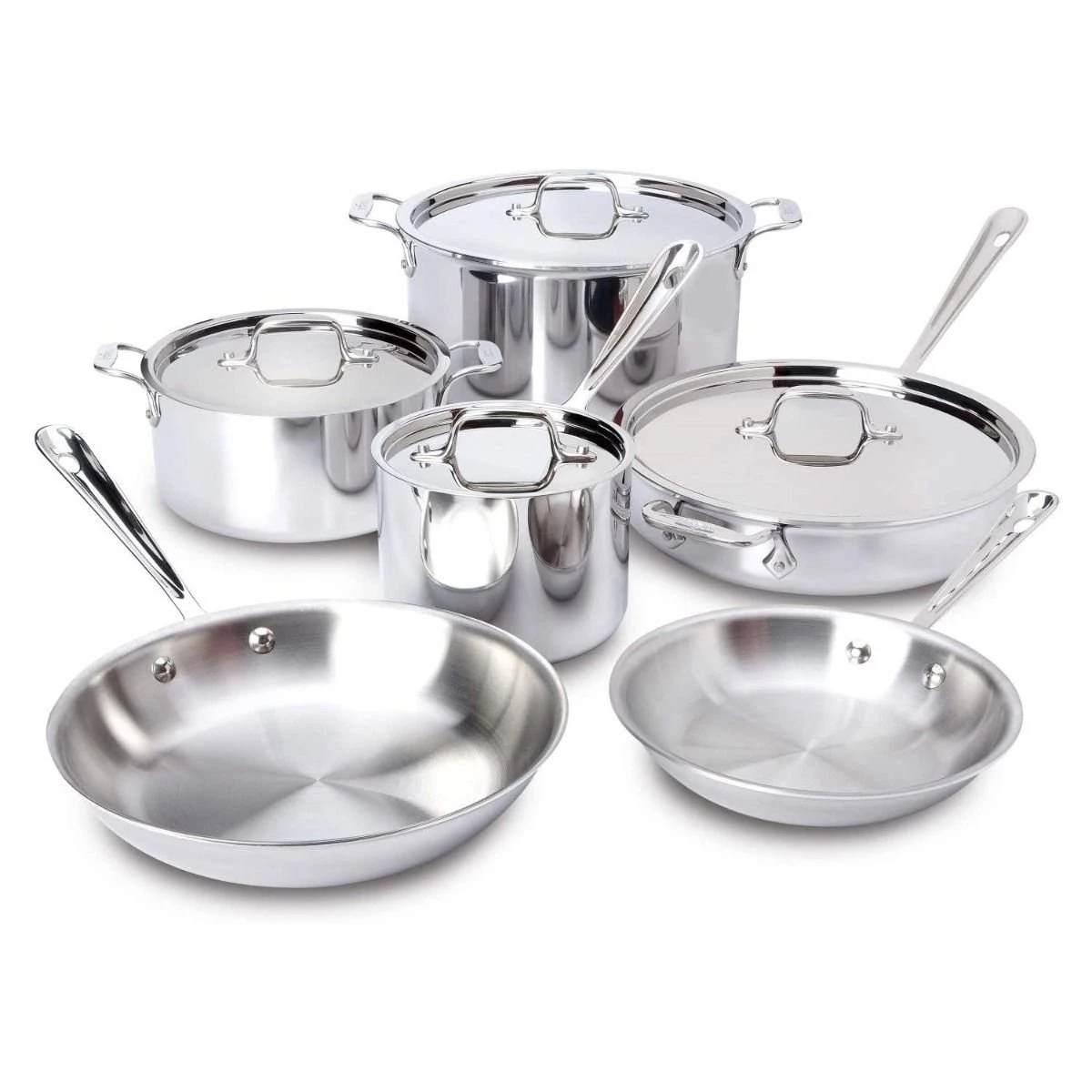 All-Clad D3 Stainless Steel Cookware Set & Casserole Pan | 10-Piece 1 All-Clad D3 Stainless Steel Cookware Set & Casserole Pan | 10-Piece