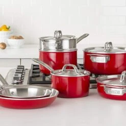 Viking Multi Ply Stainless 11-Piece Cookware Set | Red 17 Viking Multi Ply Stainless 11-Piece Cookware Set | Red -Kitchen Supplies 71naetgbrkl. ac sl1500