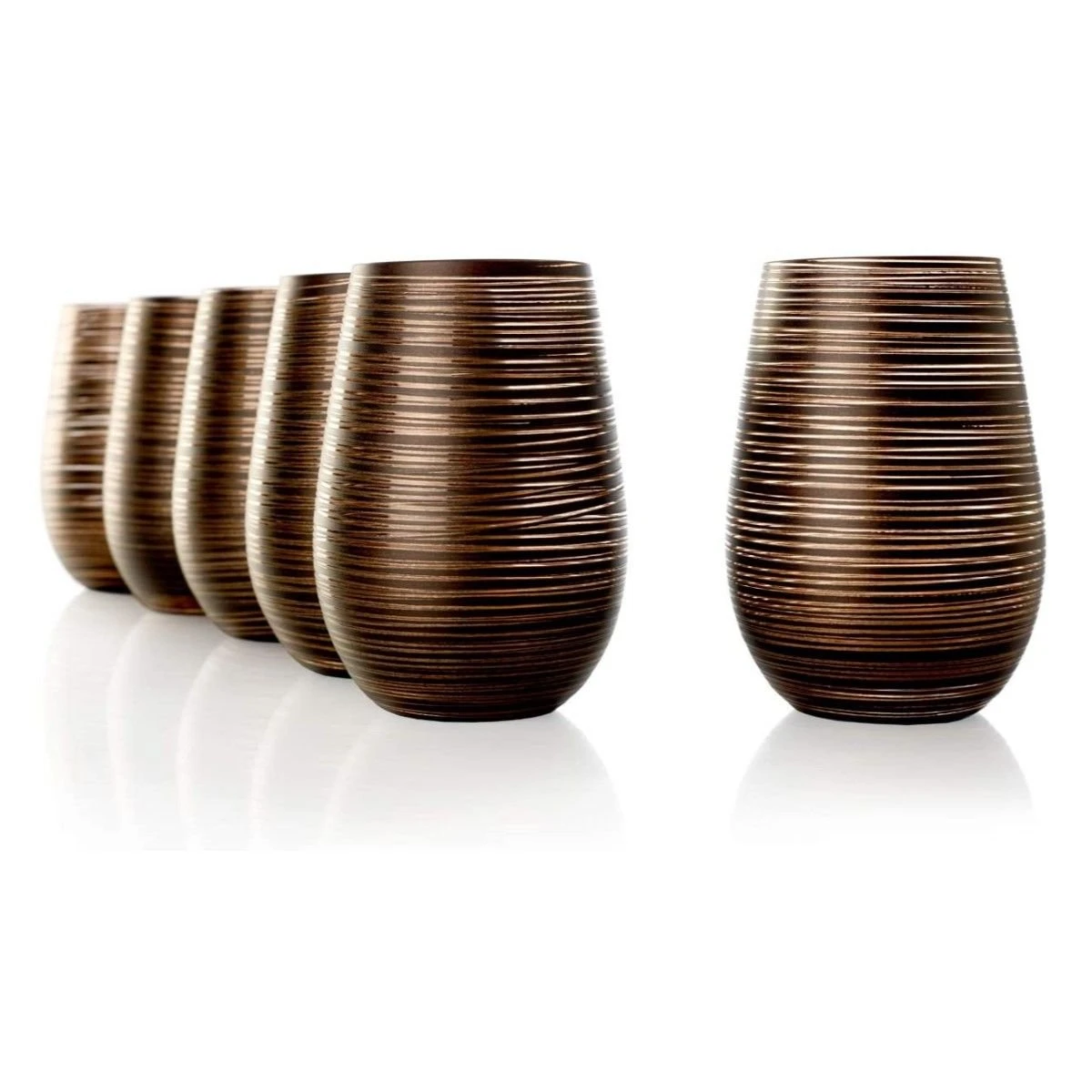 Stolzle 15.75oz Olympia Twister Glass Tumblers - Set Of 6 | Black & Bronze 2 Stolzle 15.75oz Olympia Twister Glass Tumblers - Set Of 6 | Black & Bronze - Image 2
