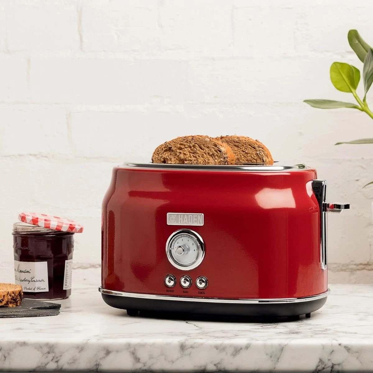 Haden Dorset 2-Slice Stainless Steel Toaster | Red 6 Haden Dorset 2-Slice Stainless Steel Toaster | Red - Image 6