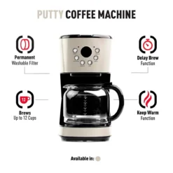 Haden 12-Cup Coffee Maker | Putty Beige -Kitchen Supplies 75028coffeemachineinfo