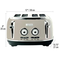 Haden Dorset 4-Slice Stainless Steel Toaster | Putty Beige -Kitchen Supplies 75039 dorset toaster wdim