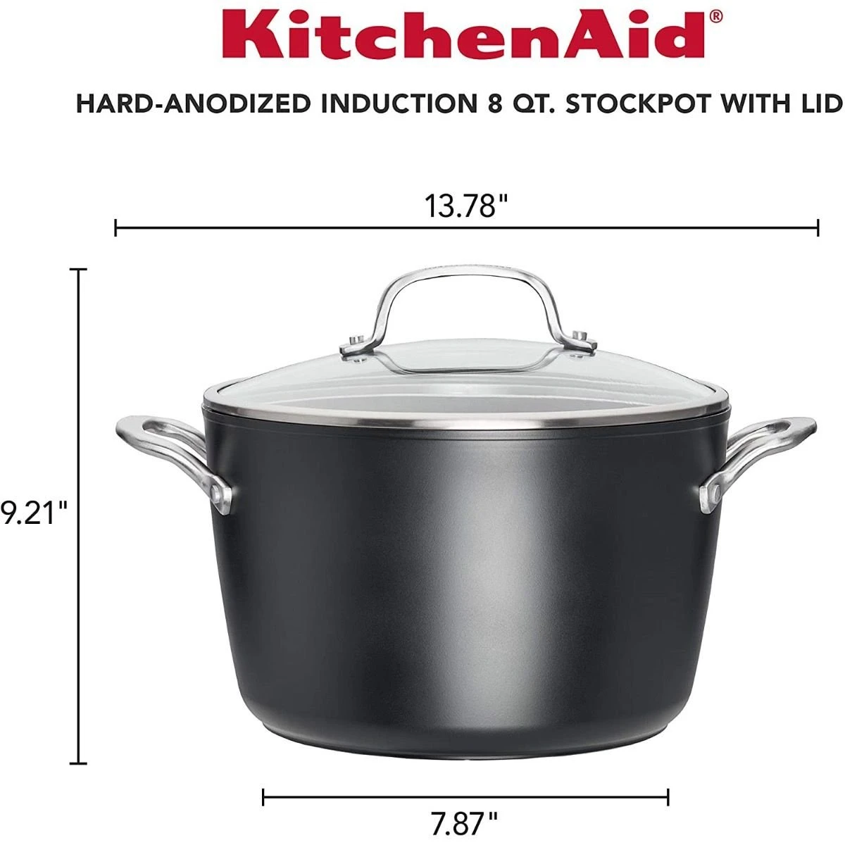 KitchenAid Nonstick Hard Anodized Induction Stockpot With Lid | 8 Qt. 6 KitchenAid Nonstick Hard Anodized Induction Stockpot With Lid | 8 Qt. - Image 6