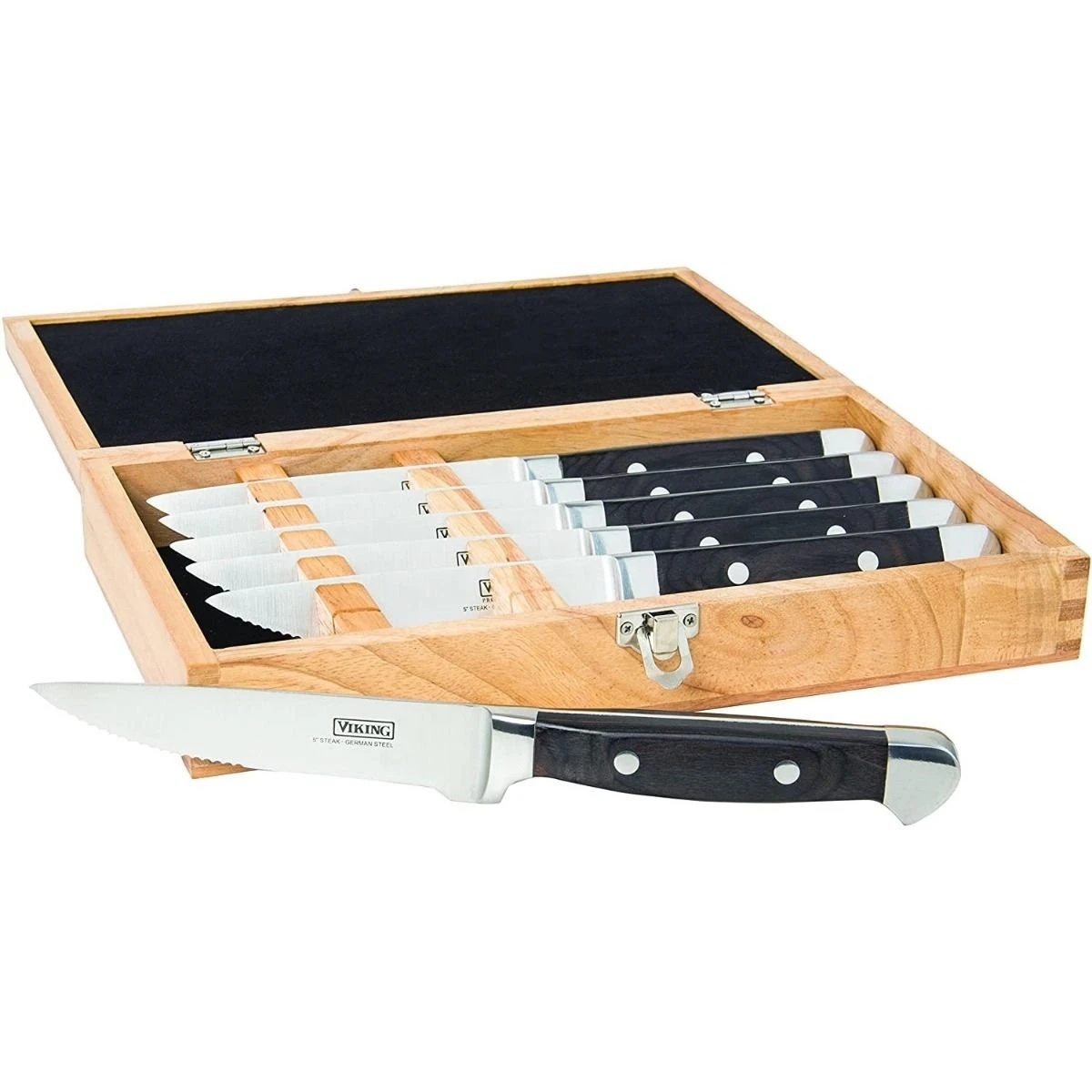 Viking 6-Piece Steak Knife Set With Box | Black 1 Viking 6-Piece Steak Knife Set With Box | Black