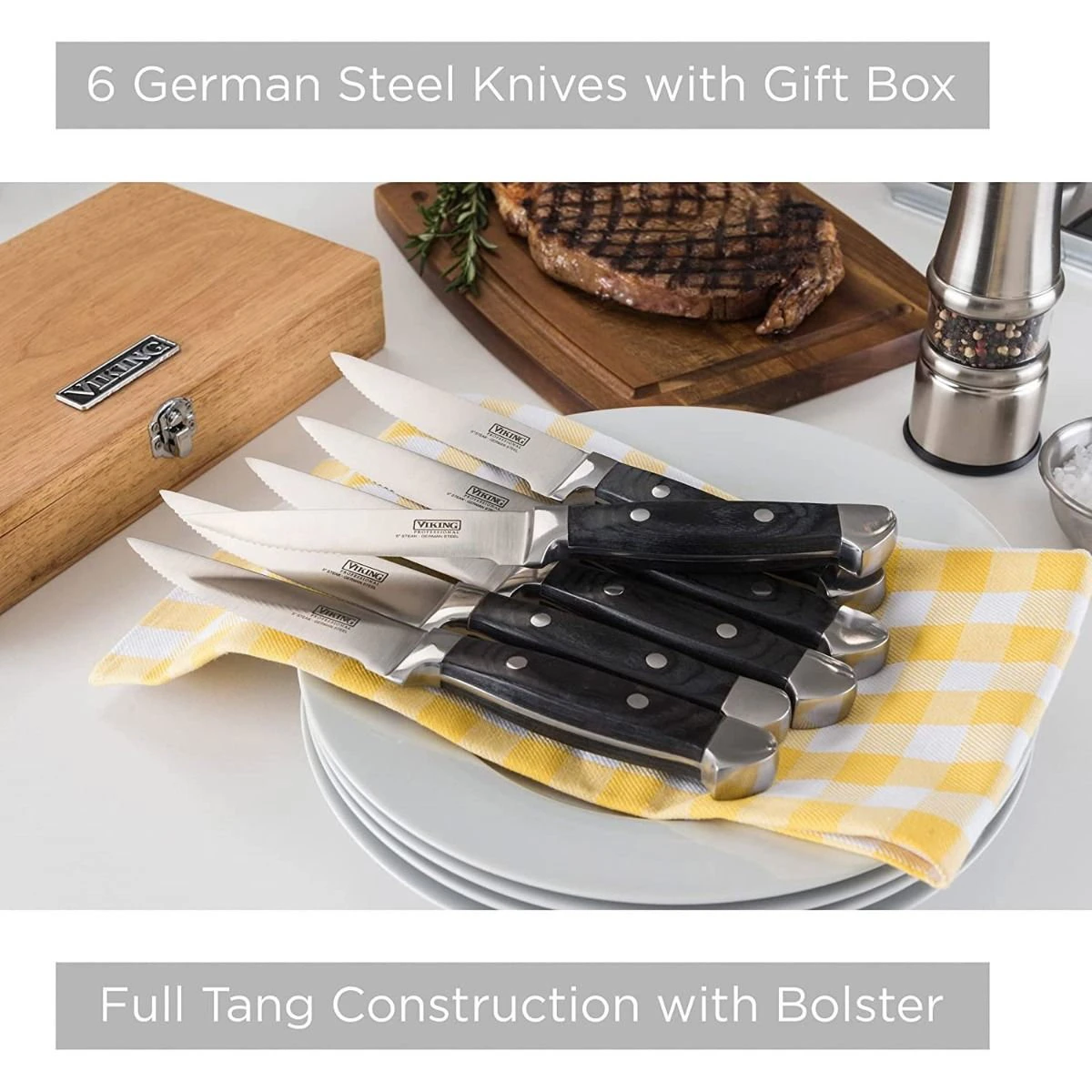 Viking 6-Piece Steak Knife Set With Box | Black 6 Viking 6-Piece Steak Knife Set With Box | Black - Image 6