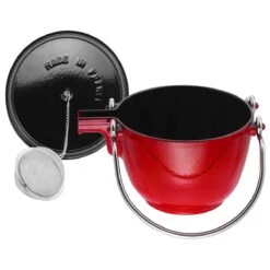 Staub 1 Qt. Round Tea Kettle | Cherry Red -Kitchen Supplies 872078006792 2