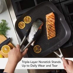 KitchenAid Nonstick Hard Anodized Induction Square Grill Pan/Griddle With Pouring Spouts | 11.25" -Kitchen Supplies 91ii5anyk5l. ac sl1500