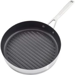 KitchenAid 10.25" Stainless Steel 3-Ply Round Grill Pan | Nonstick