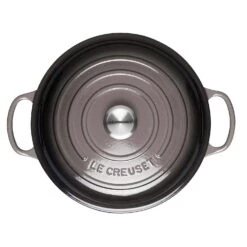Le Creuset 2.25 Qt. Signature Enameled Cast Iron Braiser With Stainless Steel Knob | Oyster Grey -Kitchen Supplies actual top oyster