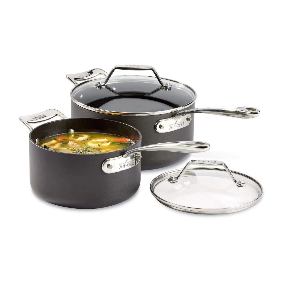 All-Clad Essentials Nonstick Hard Anodized Sauce Pan Set | 2-Piece 1 All-Clad Essentials Nonstick Hard Anodized Sauce Pan Set | 2-Piece