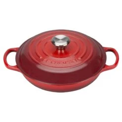 Le Creuset 10-Piece Signature Cookware Set With Stainless Steel Knobs | Cerise/Cherry Red -Kitchen Supplies braiser