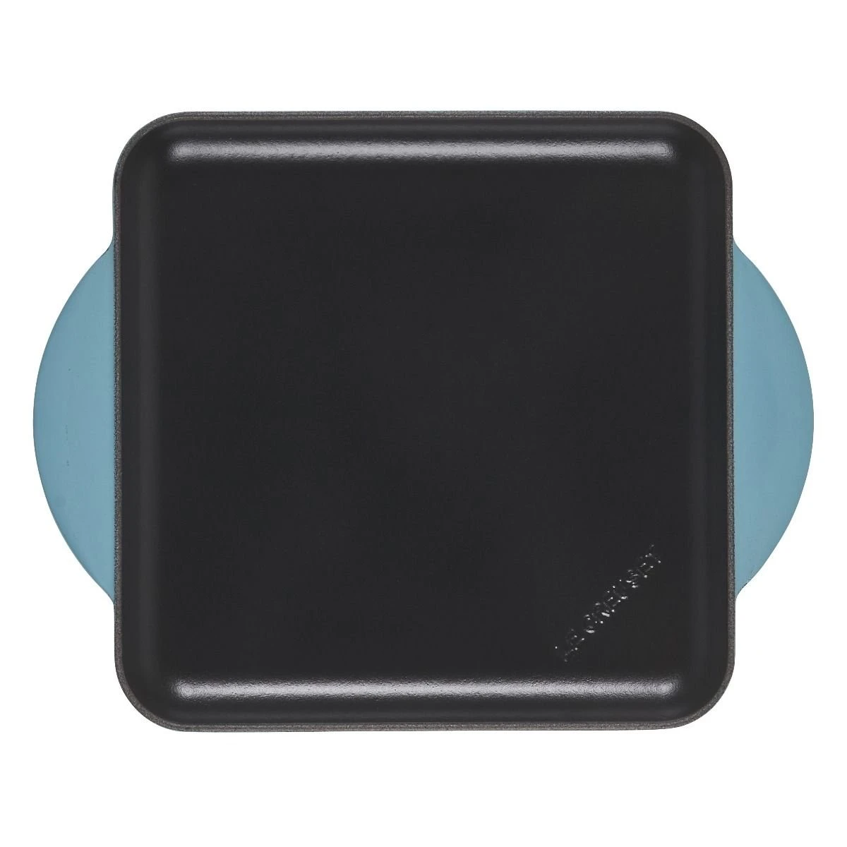 Le Creuset 9.5" Square Signature Enameled Cast Iron Griddle Pan | Caribbean Blue 2 Le Creuset 9.5" Square Signature Enameled Cast Iron Griddle Pan | Caribbean Blue - Image 2