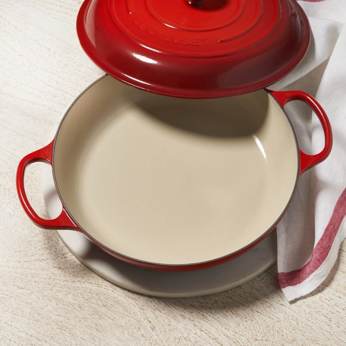 Le Creuset 3.5 Qt. Signature Enameled Cast Iron Braiser With Stainless Steel Knob | Cerise/Cherry Red 8 Le Creuset 3.5 Qt. Signature Enameled Cast Iron Braiser With Stainless Steel Knob | Cerise/Cherry Red - Image 8