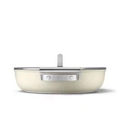 SMEG 4 Qt. Nonstick Deep Pan With Lid | Cream -Kitchen Supplies ckfd2811crm 5