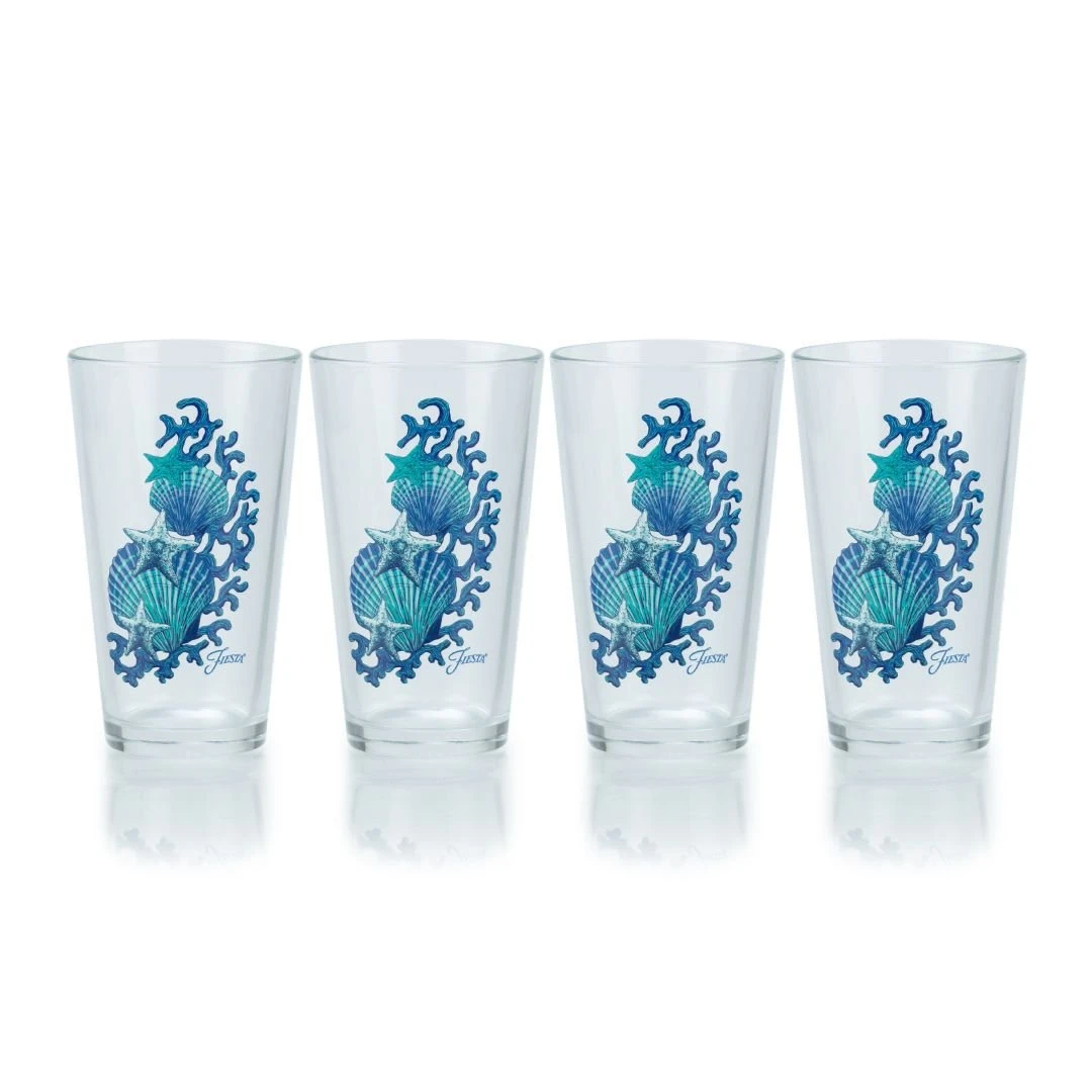 Fiesta® 16oz Cooler Glassware (Set Of 4) | Coastal Shells 1 Fiesta® 16oz Cooler Glassware (Set Of 4) | Coastal Shells