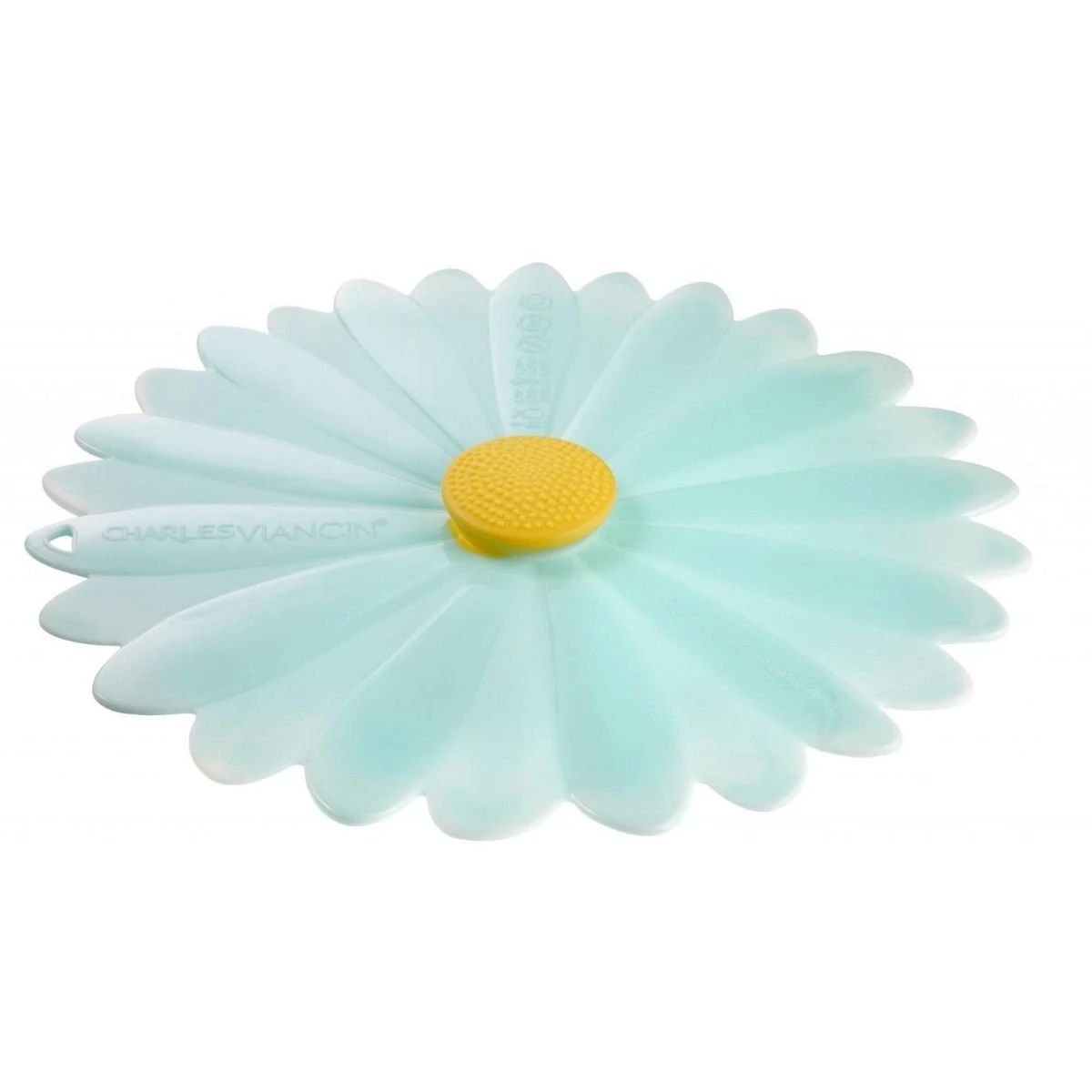 Charles Viancin Silicone Lid | 11" Daisy (Aqua With White) 1 Charles Viancin Silicone Lid | 11" Daisy (Aqua With White)