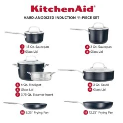 KitchenAid Hard Anodized Induction Cookware Set | 11-Piece 13 KitchenAid Hard Anodized Induction Cookware Set | 11-Piece -Kitchen Supplies dimensions 1