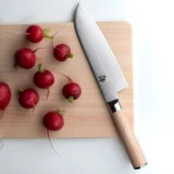 Shun Classic Blonde 7" Santoku Knife -Kitchen Supplies dm0702w radish lifestyle1