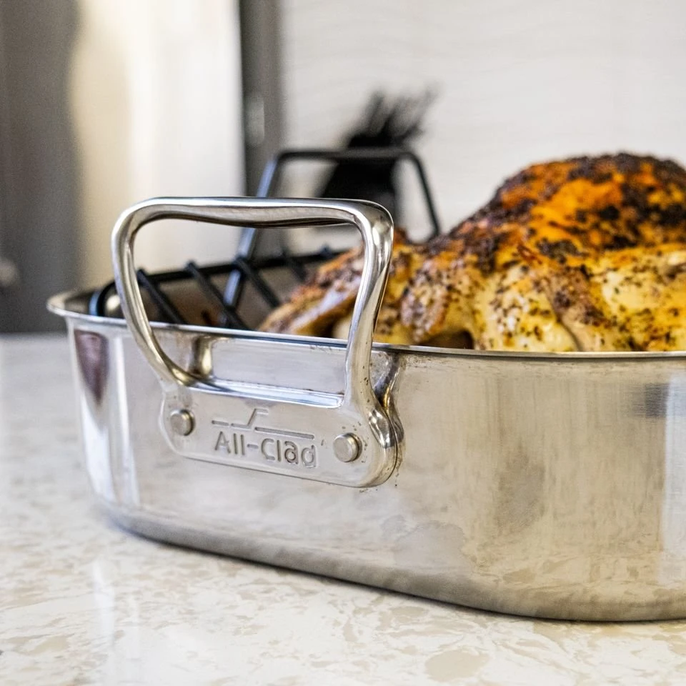 All-Clad Stainless Steel Roaster With Rack | Large - 16" X 13" 2 All-Clad Stainless Steel Roaster With Rack | Large - 16" X 13" - Image 2