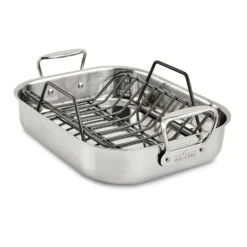 All-Clad Stainless Steel Roaster With Rack | Small - 14" X 11"