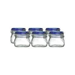 Bormioli Rocco 0.5L Swing Top Fido Canning Jars - Blue Lid | 6-pack