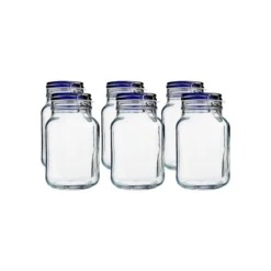 Bormioli Rocco 2L Swing Top Fido Glass Jars - Blue Lid | 6-pack