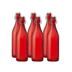 Bormioli Rocco 33.75oz Swing Top Giara Glass Bottles - Red | 6-pack
