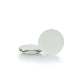 Everything Kitchens Modern Colorful Neutrals - Rippled 8" Side Plates (Set Of 4) - Matte | Ivory